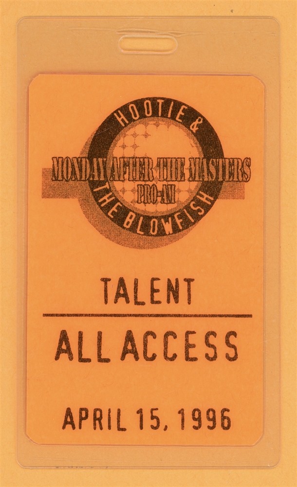 Hootie And The Blowfish 1996 Monday After The Masters Laminated Backstage Pass