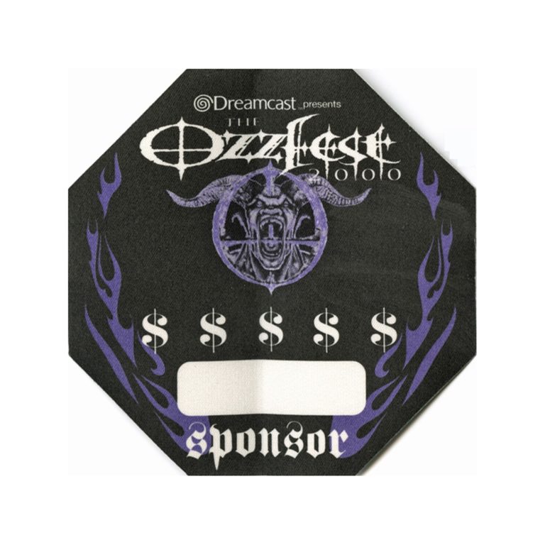 Ozzy Osbourne 2000 Ozzfest w/ Pantera Concert Tour Sponsor Backstage Pass