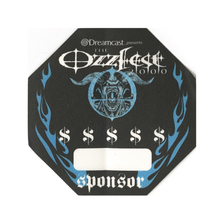 Ozzy Osbourne 2000 Ozzfest w/ Pantera Concert Tour Sponsor Backstage Pass