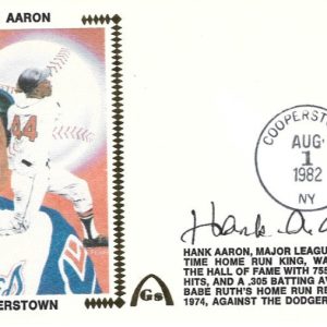 Hank Aaron SIGNED 1982 Cooperstown First Day Cover FDC JSA COA Baseball MLB