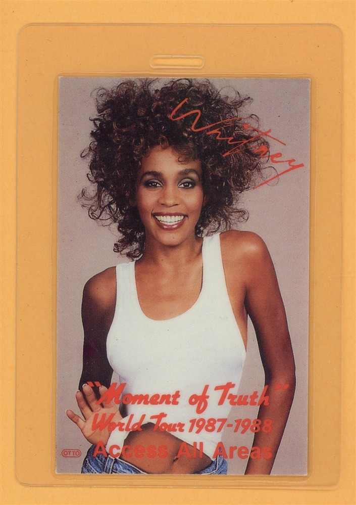 Whitney Houston 1987 Moment of Truth Tour AAA Laminated Backstage Pass