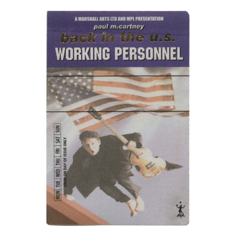 Paul McCartney 2003 Back in the U.S. Concert Tour Working Backstage Pass