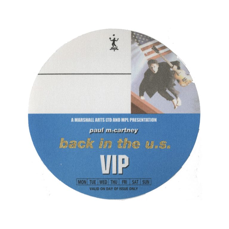 Paul McCartney 2003 Back in the U.S. Concert Tour VIP Backstage Pass