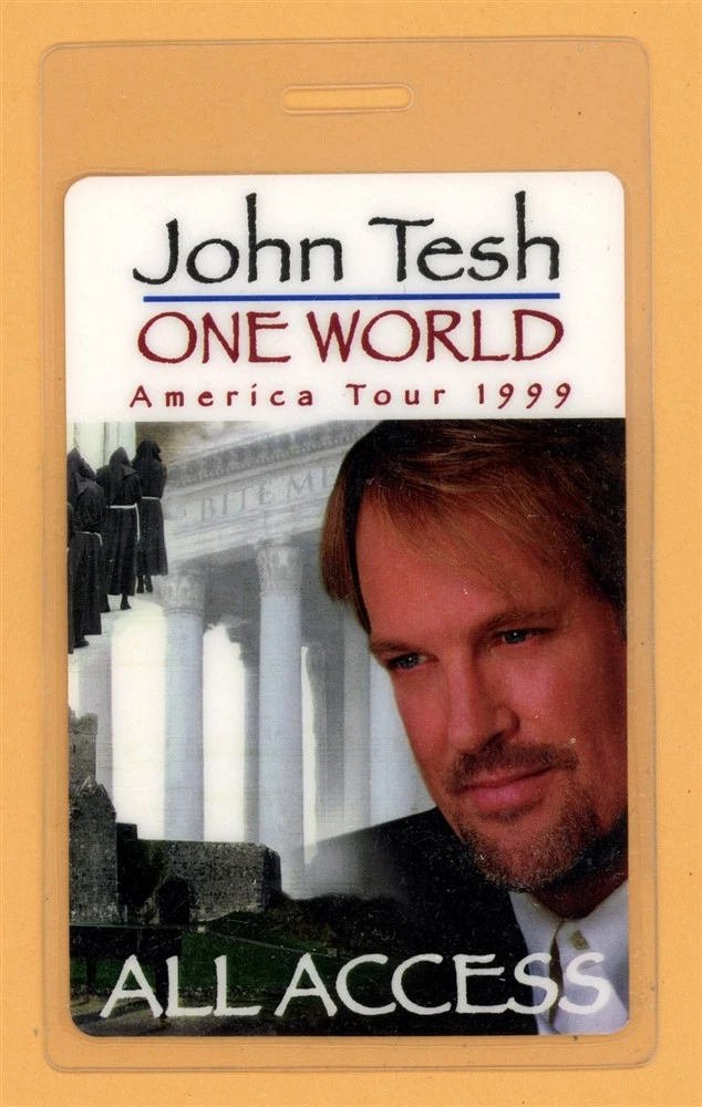 John Tesh 1999 One World America Tour All Access Laminated Backstage Pass