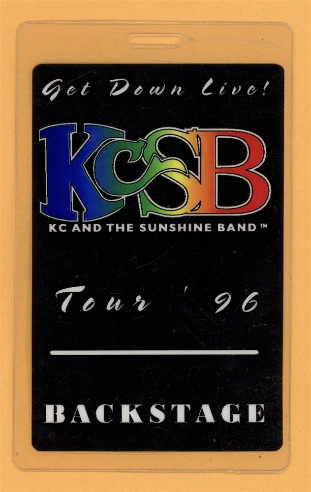 KC & The Sunshine Band 1996 Get Down Tour Laminated Backstage Pass