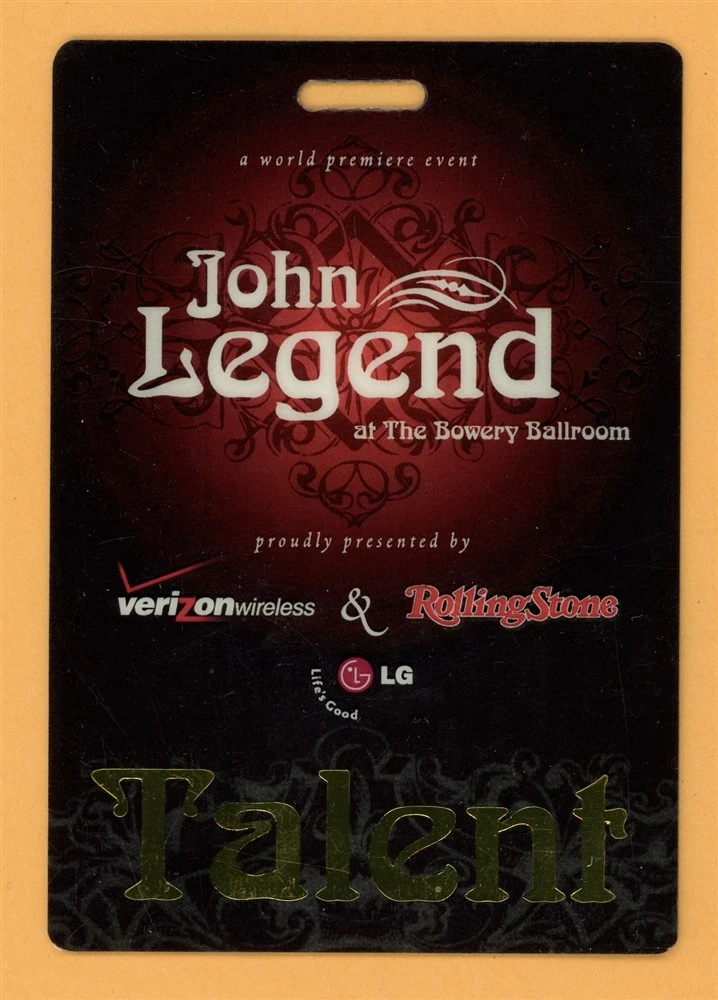 John Legend 2006 Bowery Ballroom Tour Talent Laminated Backstage Pass