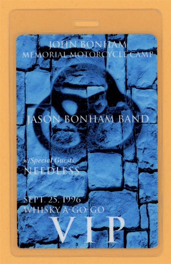 Jason Bonham 1996 Tour VIP Laminated Backstage Pass - John Bonham Memorial