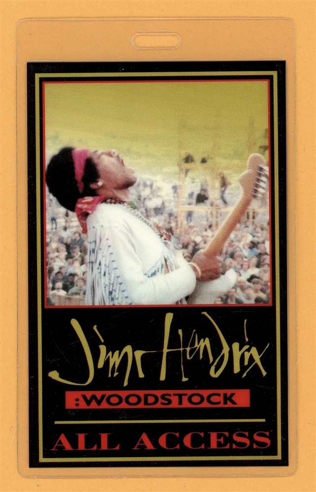 Jimi Hendrix 1994 Woodstock 25th Anniversary Tour AA Laminated Backstage Pass