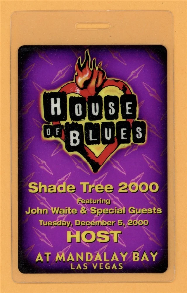 John Waite 2000 Tour Mandalay Bay Laminated Backstage Pass