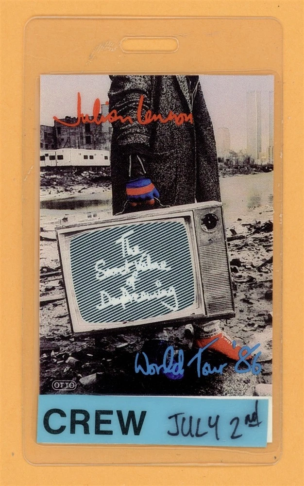 Julian Lennon 1986 World Tour Crew Laminated Backstage Pass