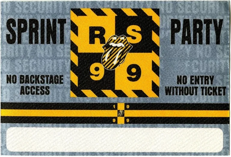 Rolling Stones 1999 No Security Concert Tour Sprint Party Backstage Pass