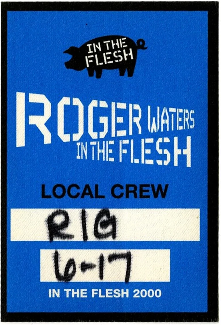 Roger Waters 2000 In the Flesh Concert Tour Working Backstage Pass