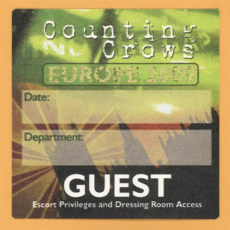 Counting Crows 2009 Saturday Nights Concert Tour GUEST Backstage Pass