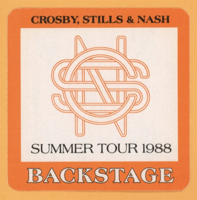 Crosby, Stills & Nash 1988 Concert Tour Backstage Pass