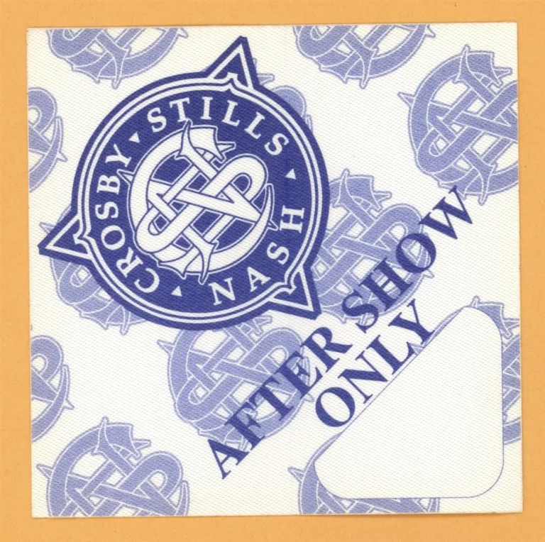 Crosby, Stills & Nash 1989 Concert Tour AFTER SHOW Backstage Pass