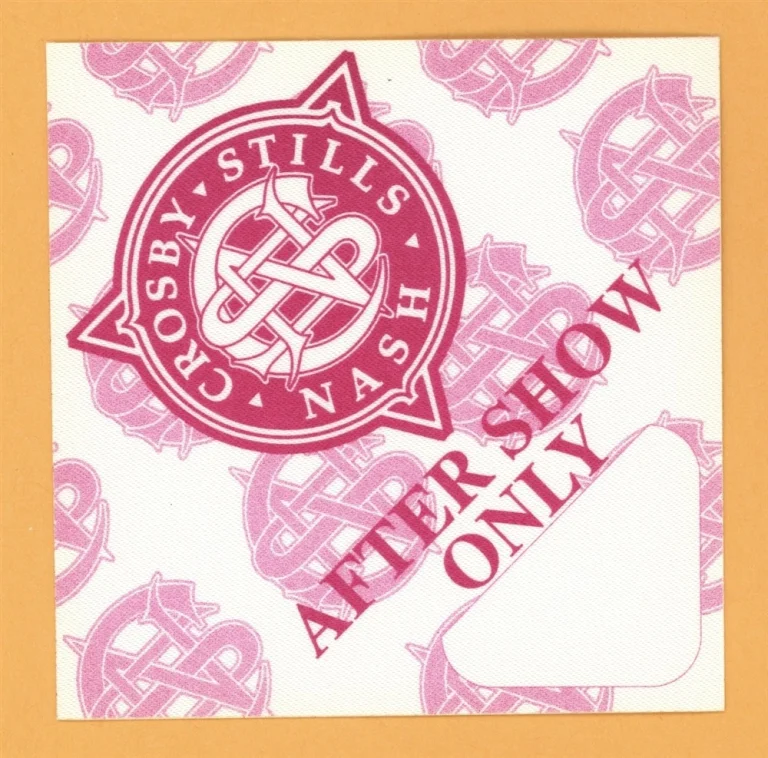 Crosby, Stills & Nash 1989 Concert Tour AFTER SHOW Backstage Pass