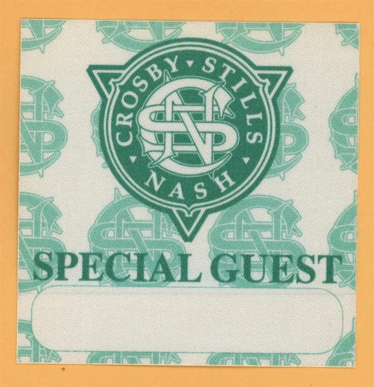 Crosby, Stills & Nash 1989 Concert Tour GUEST Backstage Pass