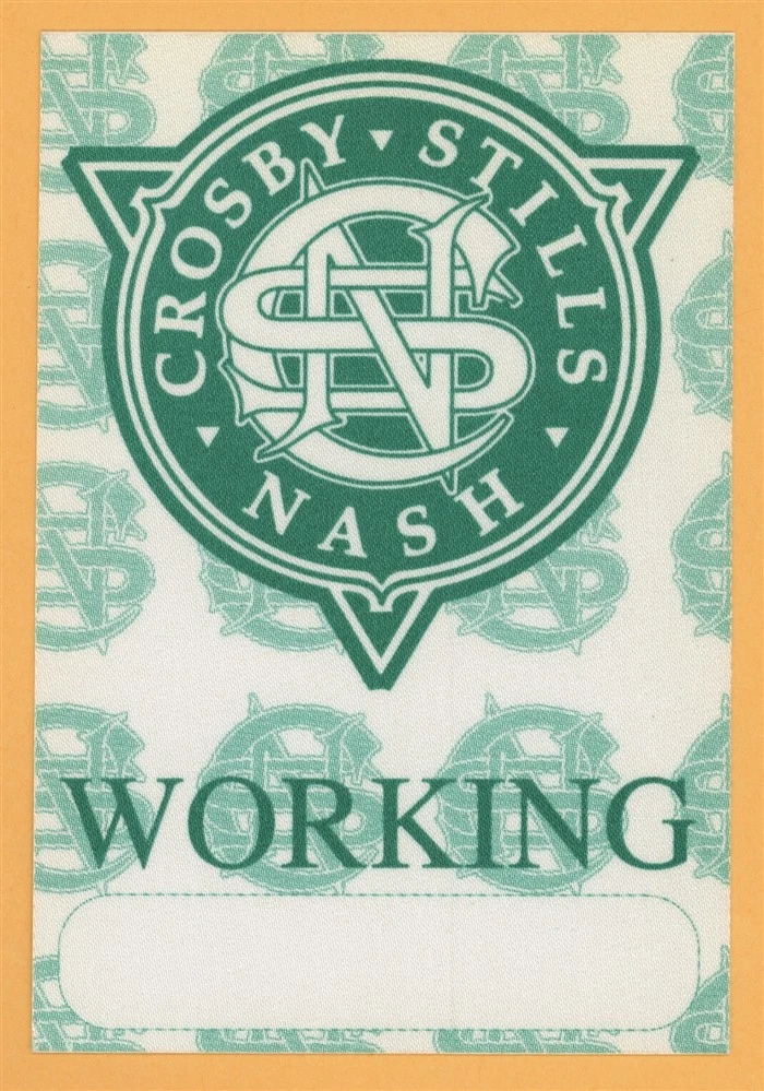 Crosby, Stills & Nash 1989 Concert Tour WORKING Backstage Pass
