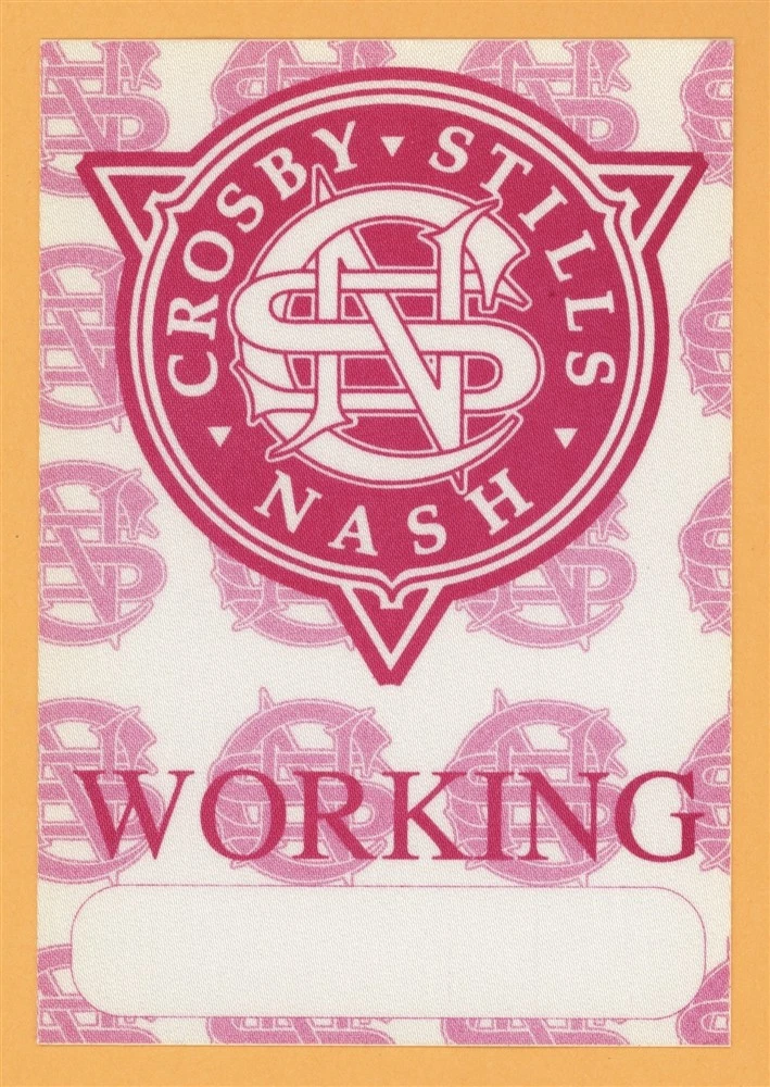 Crosby, Stills & Nash 1989 Concert Tour WORKING Backstage Pass