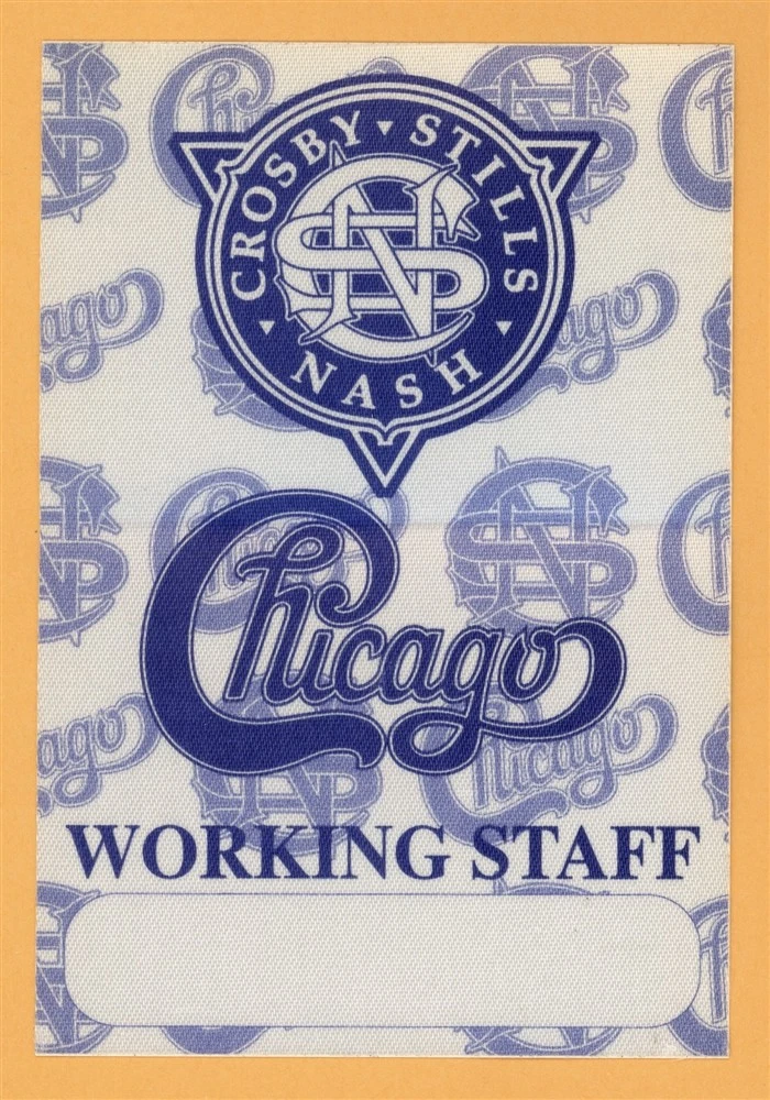 Crosby, Stills & Nash 1989 w/ Chicago Concert Tour WORKING Backstage Pass