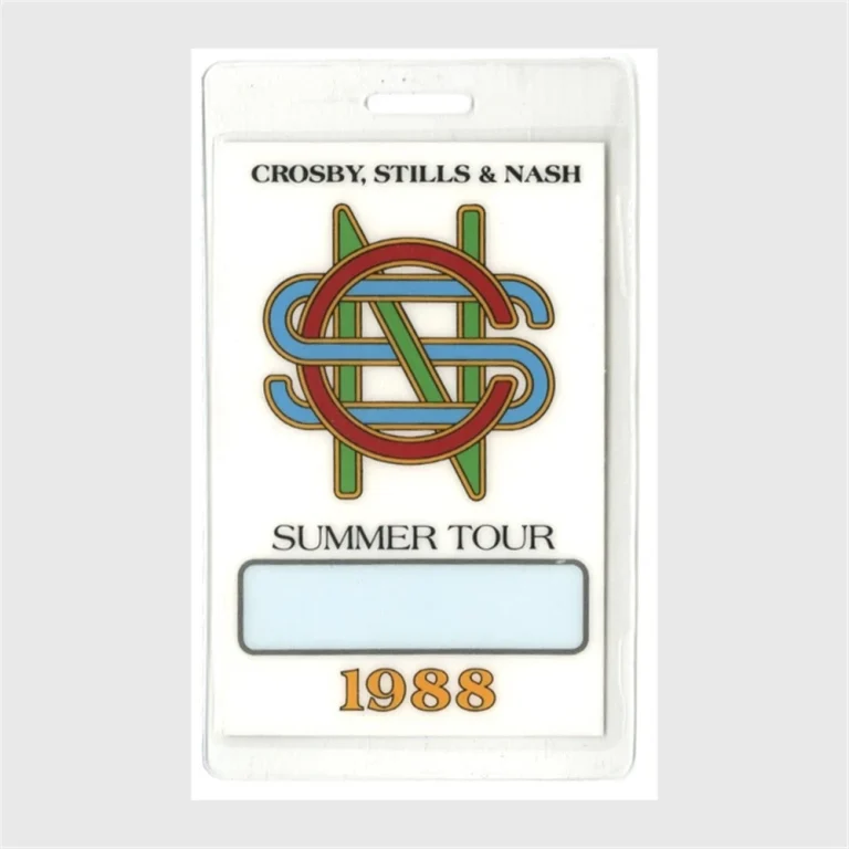 Crosby Stills & Nash 1988 Concert Tour Laminated Backstage Pass