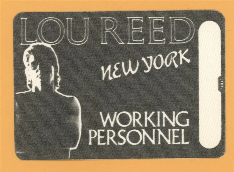 Lou Reed 1989 New York Concert Tour WORKING Backstage Pass
