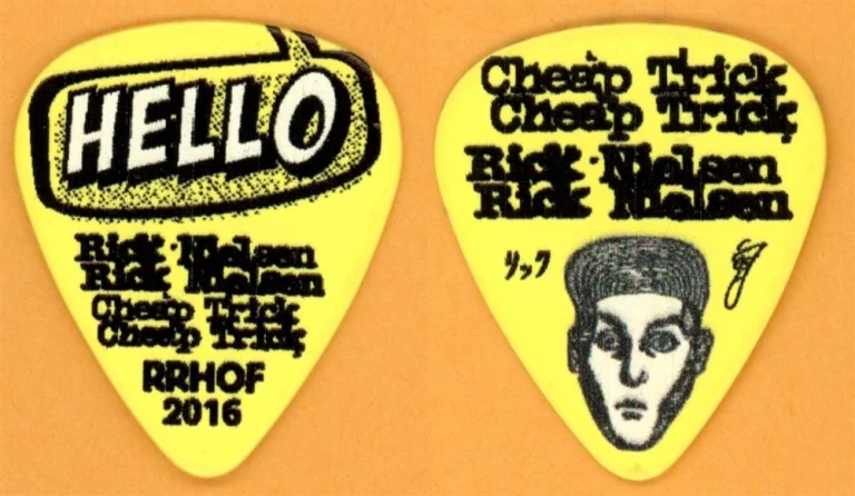 Cheap Trick Rick Nielsen YELLOW HELLO Guitar Pick - 2016 Rock & Roll HOF Tour