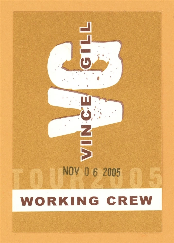 Vince Gill 2005 Next Big Thing Concert Tour Working Backstage Pass