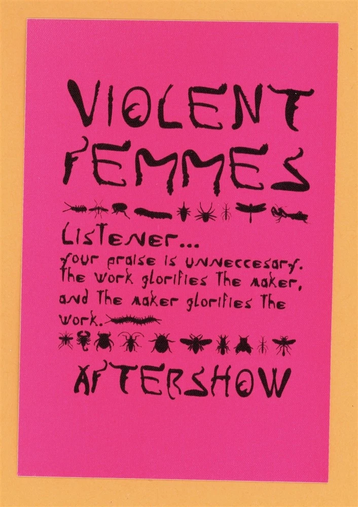 Violent Femmes 1998 Concert Tour After Show Backstage Pass
