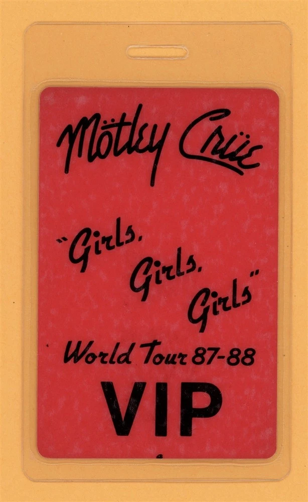 Motley Crue 1988 Girls Girls Girls VIP Laminated Backstage Pass