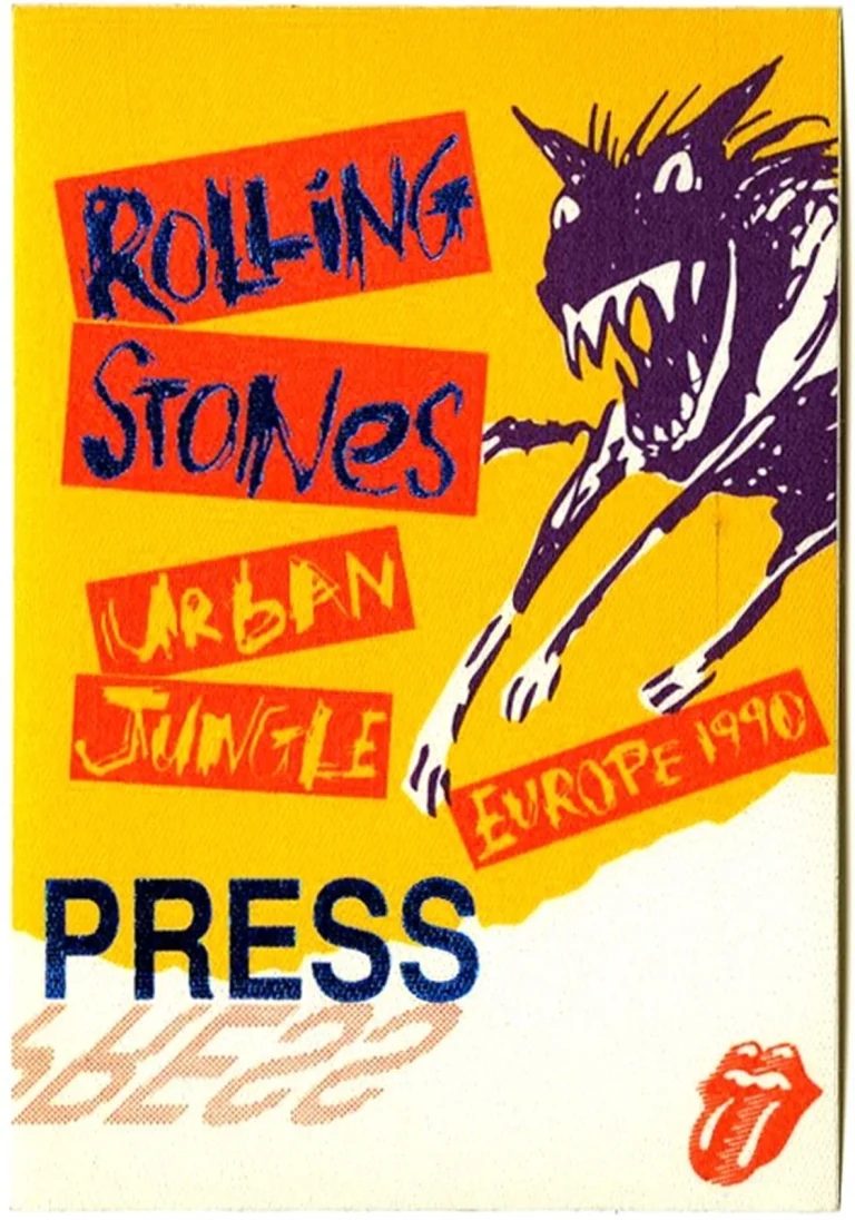 Rolling Stones 1990 Urban Jungle Concert Tour Press Backstage Pass