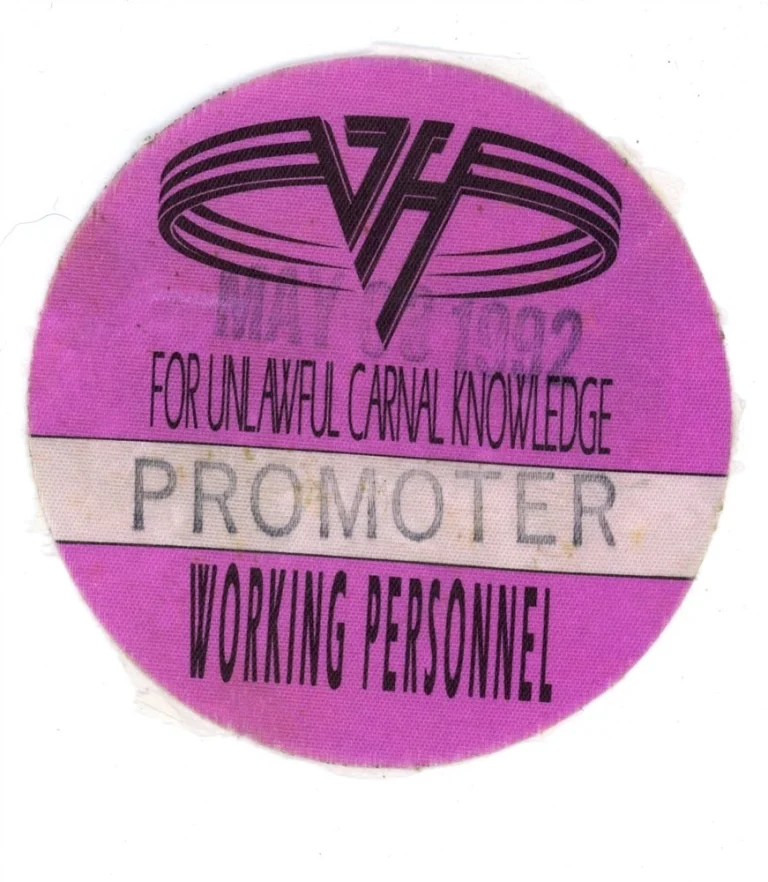 Van Halen WORKING Backstage Pass - 1992 For Unlawful Carnal Knowledge Tour