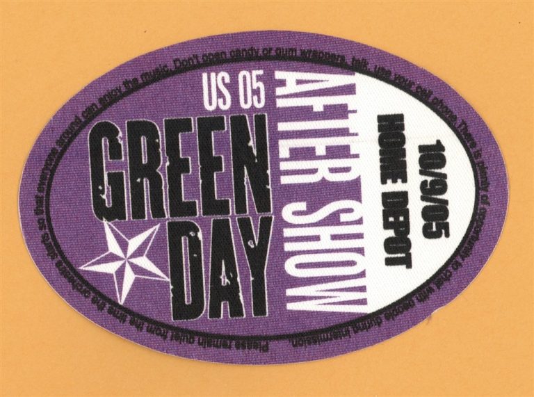 Green Day 2005 American Idiot Concert Tour After Show Backstage Pass