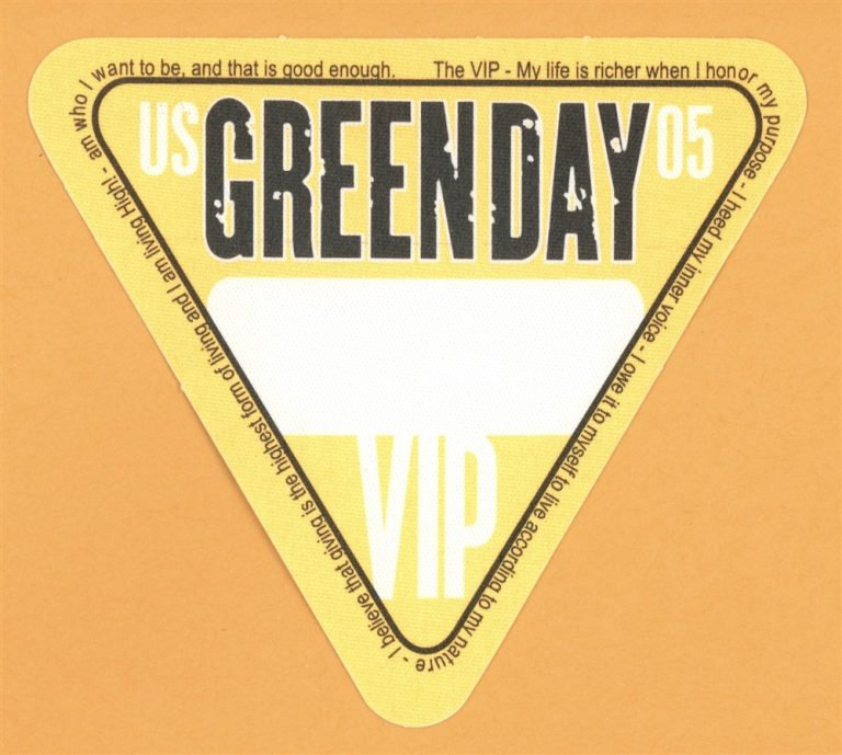 Green Day 2005 American Idiot Concert Tour VIP Backstage Pass