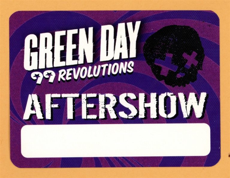 Green Day 2013 99 Revolutions Concert Tour After Show Backstage Pass