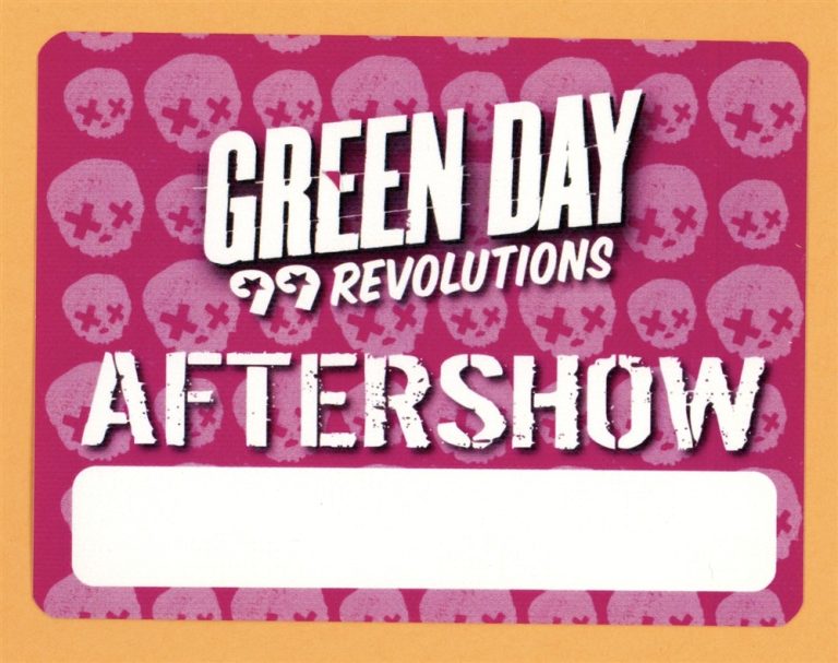 Green Day 2013 99 Revolutions Concert Tour After Show Backstage Pass