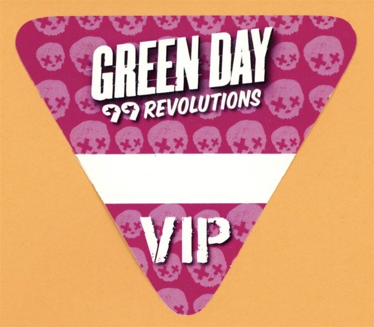Green Day 2013 99 Revolutions Concert Tour VIP Backstage Pass