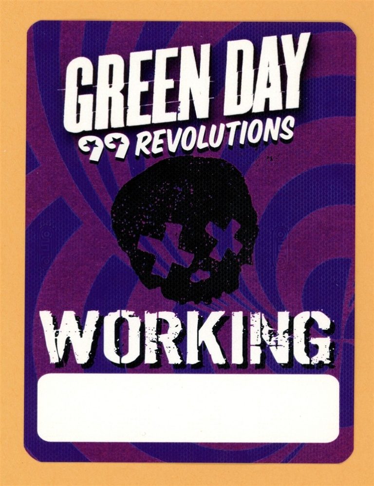 Green Day 2013 99 Revolutions Concert Tour Working Backstage Pass