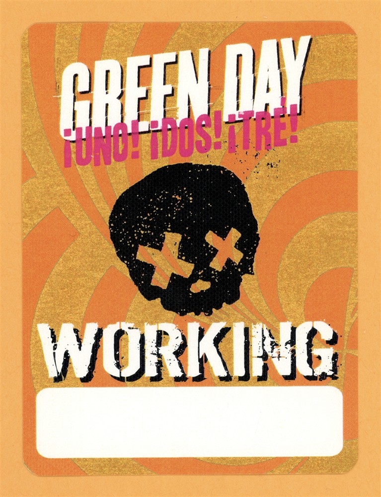Green Day 2013 UNO! DOS! TRE! Concert Tour Working Backstage Pass