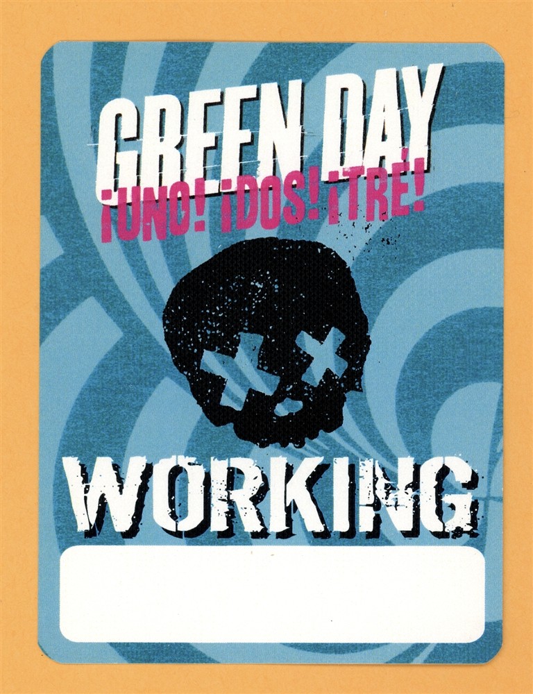Green Day 2013 UNO! DOS! TRE! Concert Tour Working Backstage Pass