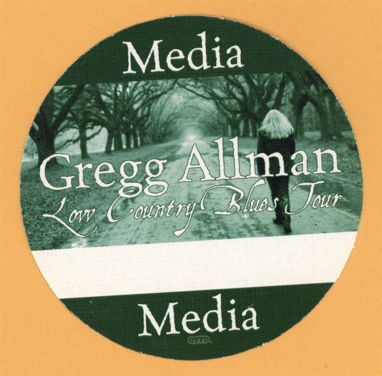 Gregg Allman 2011 Low Country Blues Concert Tour Media Backstage Pass
