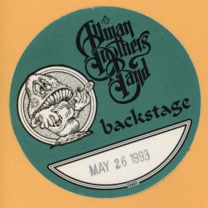 Allman Brothers 1993 Concert Tour Backstage Pass