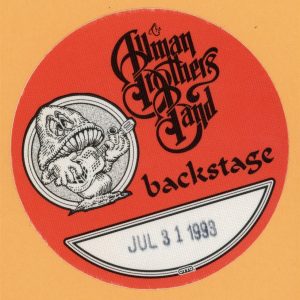 Allman Brothers 1993 Concert Tour Backstage Pass