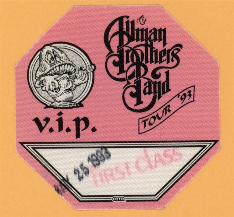 Allman Brothers 1993 Concert Tour VIP Backstage Pass