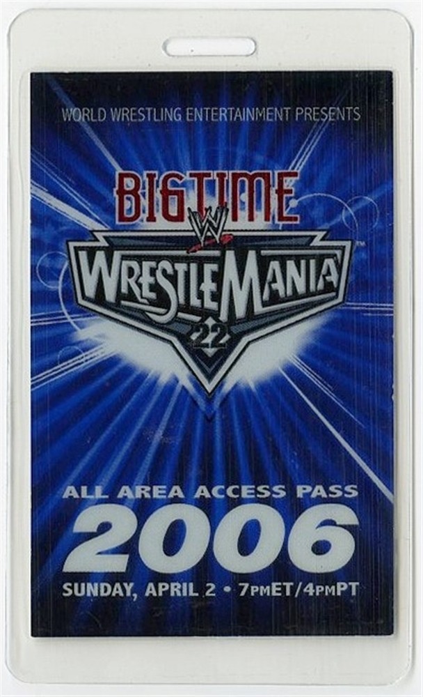 WWE World Wrestling Entertainment 2006 Wrestle Mania Laminated Backstage Pass