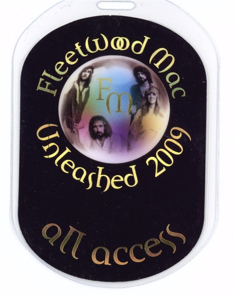 Fleetwood Mac Unleashed 2009 Tour VIP Backstage Pass Laminated