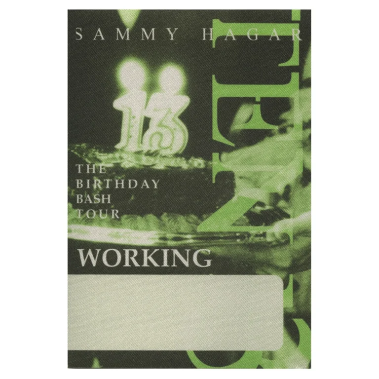 Sammy Hagar 2001 Birthday Bash Concert Tour Working Satin Backstage Pass