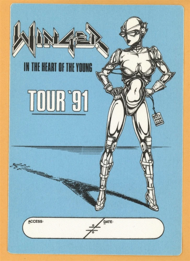 Winger 1991 In The Heart of The Young Concert Tour Backstage Pass