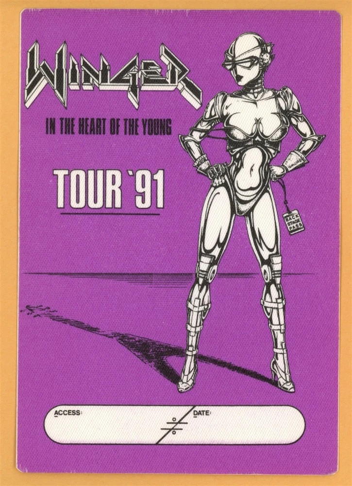 WINGER 1991 IN THE HEART OF THE YOUNG CONCERT TOUR BACKSTAGE PASS COLLECTIBLE MEMORABILIA