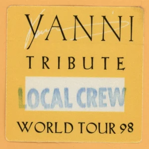 Yanni 1998 Tribute Concert Tour Crew Backstage Pass